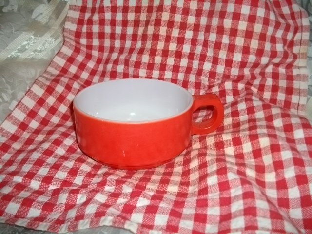 Vintage Fire King Fired on Red Stacking Bowl