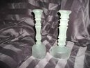 Vintage Frosted Art Glass Candle Holders