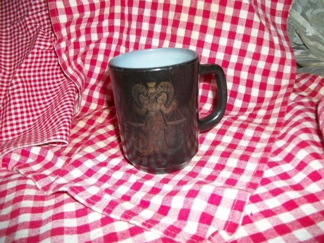 Vintage Fire King Black Zodiac Mug
