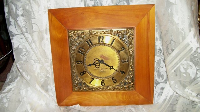 Vintage Wood & Brass Wall Clock