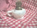 Vintage White Opalescent Glass Miniature Oil Lamp