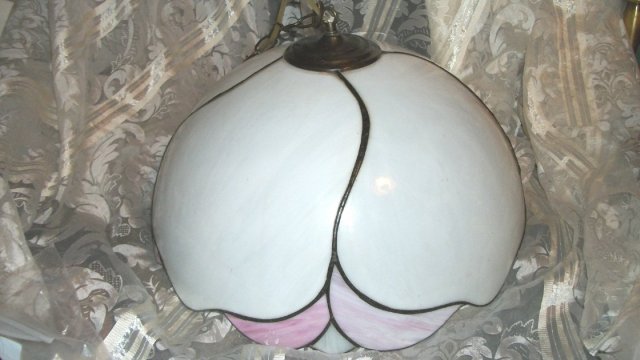 Pink & White Leaded Glass Shade