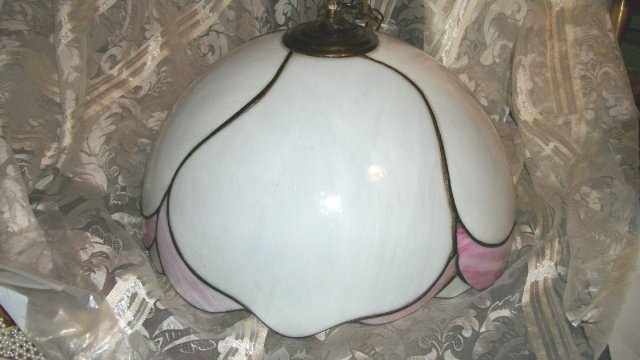 Pink & White Leaded Glass Shade