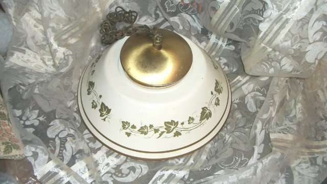 Vintage Enamelware Shade & Ceiling Mount Light Fixture