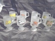 VintageTiara Frosted Pedestal Cup **Set 8**