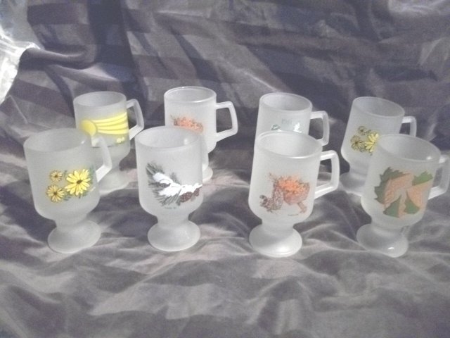 VintageTiara Frosted Pedestal Cup **Set 8**