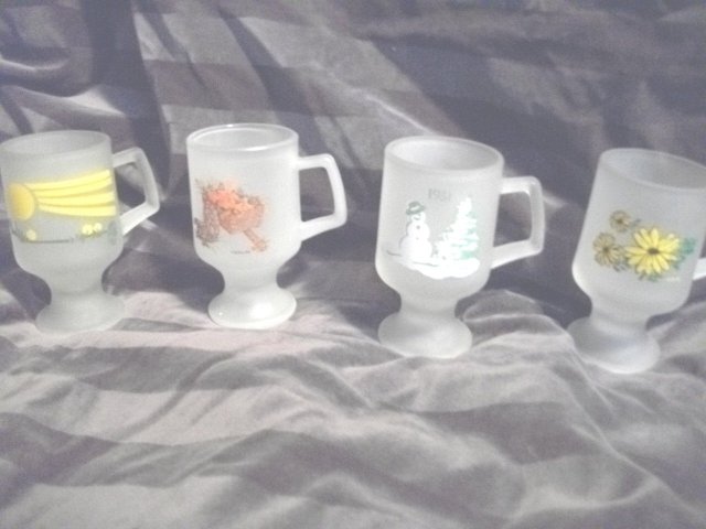 VintageTiara Frosted Pedestal Cup **Set 8**