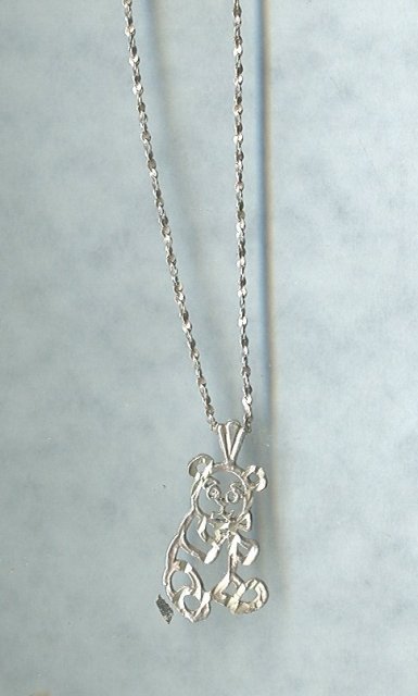 Silver Chain & Tedy Bear Pendant