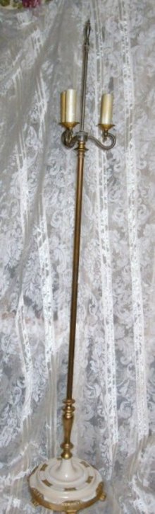 Vintage Brass Floor Lamp w/3 Lights