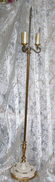 Vintage Brass Floor Lamp w/3 Lights