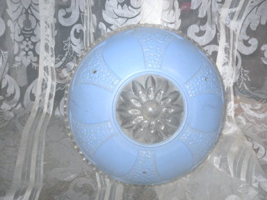 Vintage 3 Chain Dish Blue Glass Light Shade