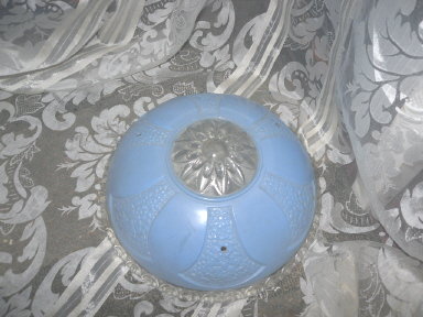 Vintage 3 Chain Dish Blue Glass Light Shade