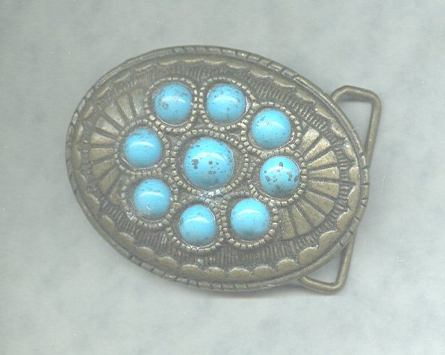 Metal w/Turquoise Belt Buckle