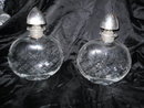 Vintage Glass Decanter Pair w/ Sterling Silver Stoppers