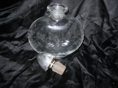 Vintage Glass Decanter Pair w/ Sterling Silver Stoppers