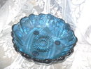 Vintage Large Blue Glass Footed Dish