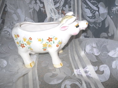 Vintage Ceramic Cow Planter