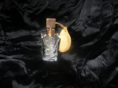 Vintage Etched Crystal Perfume Bottle & Atomizer