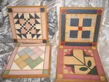 Hand Painted Quilt Squares on Wood **Set of 4**