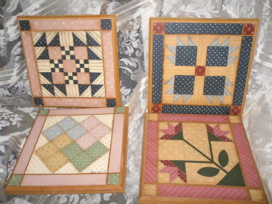Hand Painted Quilt Squares on Wood **Set of 4**