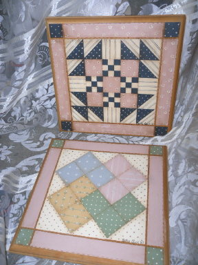 Hand Painted Quilt Squares on Wood **Set of 4**