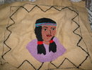 Vintage Hand Made Indian Maiden Fabric Square