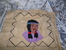 Vintage Hand Made Indian Maiden Fabric Square