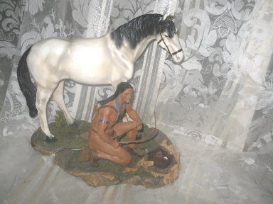 Native American Brave & Horse Figurine **2 Piece
