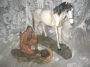 Native American Brave & Horse Figurine **2 Piece