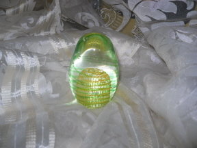 Yellow Helix Egg Shaped Paperweight