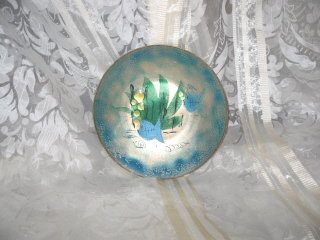 Vintage Enamel Dish w/Fish Scene **Signed Martha