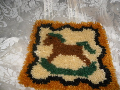 Vintage Latch Hook Rug Rocking Horse