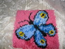 Vintage Latch Hook Rug Butterfly