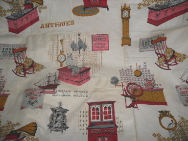 Vintage Antique Shop Fabric w/Antique Furniture, Clocks & More