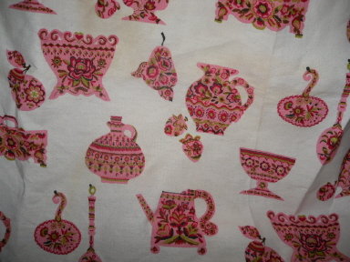 Retro Vintage Fabric w/Pink Vases, Jugs & Spoons