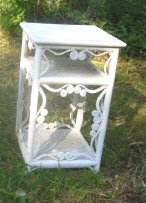 Fancy Victorian White Wicker Side Table