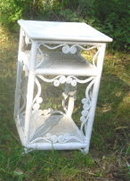 Fancy Victorian White Wicker Side Table