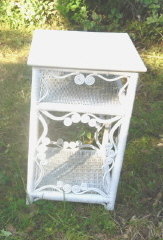 Fancy Victorian White Wicker Side Table