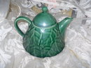 Pier 1 Imports Jade Leaves Stoneware Teapot
