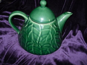 Pier 1 Imports Jade Leaves Stoneware Teapot