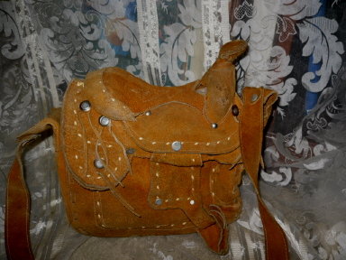 Vintage Leather Saddle Purse or Handbag
