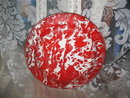 Vintage Red & White Swirl Graniteware Plate