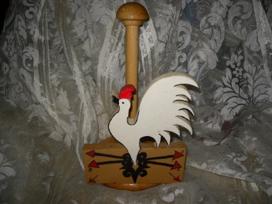 Wooden Rooster Paper Towel Holder