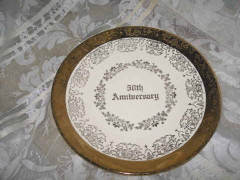 Vintage 50th Golden Wedding Anniversary Plate
