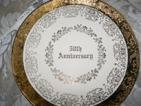 Vintage 50th Golden Wedding Anniversary Plate