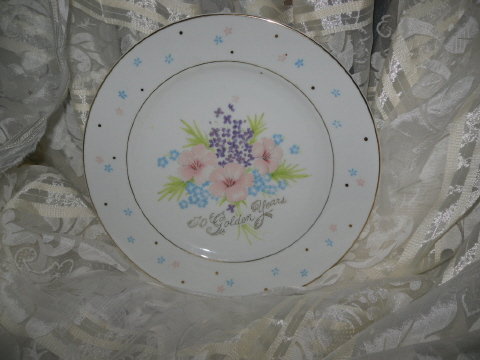 Vintage 50th Golden Wedding Anniversary Plate