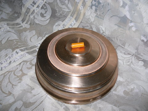Vintage Metal Powder Dish w/Bakelite Handle