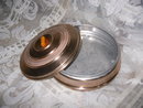 Vintage Metal Powder Dish w/Bakelite Handle