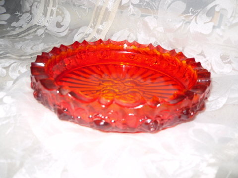 Vintage Red Glass Ashtray