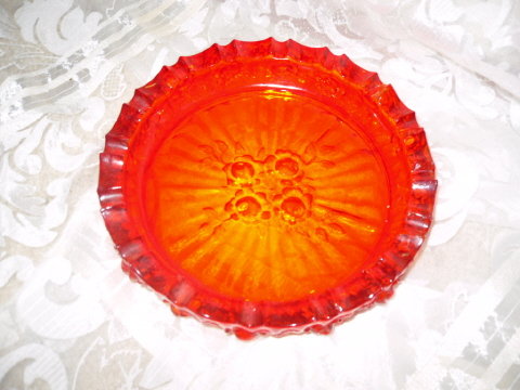Vintage Red Glass Ashtray